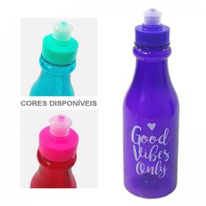 Garrafa Plástica Squeeze Veneza Bico Sortidos 500Ml com Frase - Ditoy