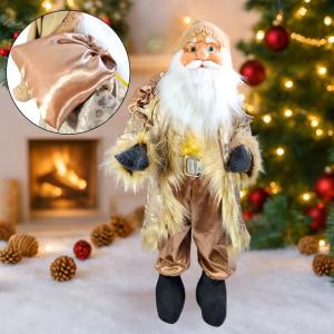 Papai Noel Decorativo Marrom 100Cm com Gravata