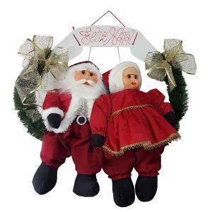 Guirlanda Natal Casal Noel Sentados com Placa Feliz Natal 55Cm - Gravata