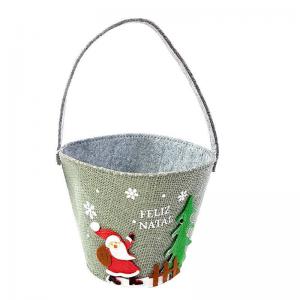 Cesto Natal Feltro Decorado com Alça Corte a Laser Cinza 15X11X13Cm - Wincy Natal