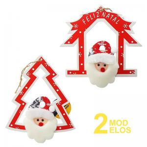 Enfeite Natal para Pendurar Placa Papai Noel 20Cm  - Fartex