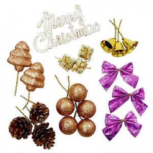 Enfeite Natal Sortidos com Glitter Rose com  20 Peças - Fartex