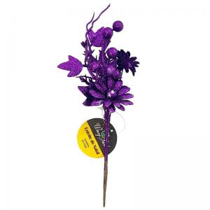 Enfeite Natal Haste com Glitter Roxo 23Cm - Fartex