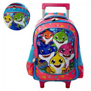 Mochila com Rodinha Infantil Family Shark Média 40X30X13Cm - Vozz