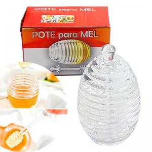 Porta Mel Colmeia Plástico 310Ml Transparente Dosador Cozinha Mesa
