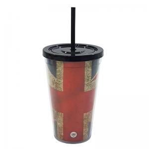 Copo Plástico com Canudo Inglaterra 500Ml - Lumni