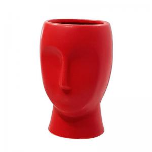 Vaso Cerâmica Vermelho Face Pequeno 12X7,5Cm