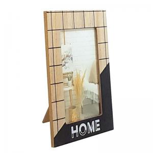 Porta Retrato Madeira 10X15 Vertical Reto com Frase Home - Fwb