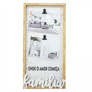 Quadro Família Bege Rústico 10X15Cm para 2 Fotos