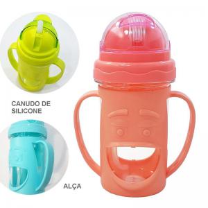 Copo Infantil com Canudo de Silicone e Alça Sortidos - Saz Comercio