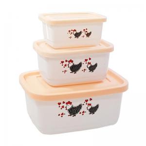 Conjunto de Pote Plástico Retangular Linha Prime com 3 Decorado 260/520/1300Ml - Ercaplast