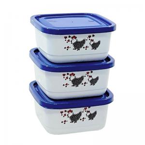 Conjunto de Pote Plástico Quadrado com 3 Decorado 550Ml - Ercaplast