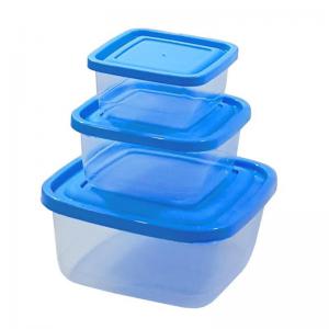 Conjunto de Pote Plástico Quadrado com 3 Decorado 270/550/1300Ml - Ercaplast