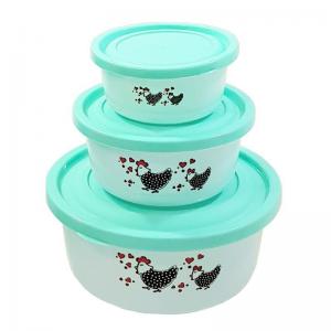 Conjunto de Pote Plástico Redondo com 3 Decorada 270/550/1300Ml - Ercaplast