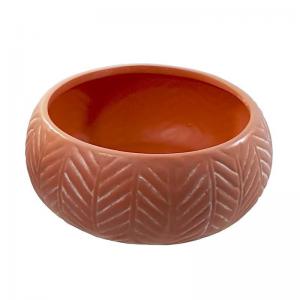Vaso Cerâmica Etnico Laranja 12X29Cm Decoração