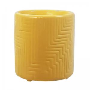 Vaso Cerâmica Amarelo Moderno 15X14Cm Decorativo