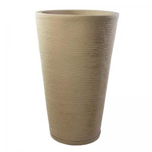 Vaso Plástico Bege Escovado Coluna 58Cm Decorativo