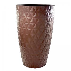 Vaso Coluna Diamante Plástico Marrom 79X50Cm