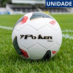 Bola Futebol Campo Poker Tempest Treino N4 Branco Colorida Resistente