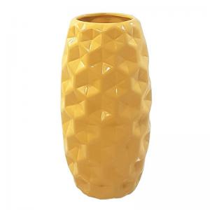 Vaso Cerâmica Diamante Açafrão Pequeno 29X14Cm Pegorin