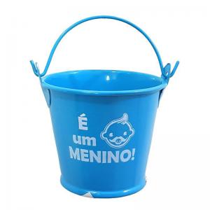 Lembrança Baldinho Mini Metal Azul com Frase É um Menino 5,5Cm Unidade - V.madalozzo