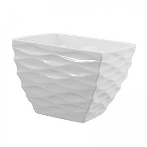 Vaso Melamina Quadrado Auto Relevo Branco 14,5X19,5Cm Médio - V.madalozzo