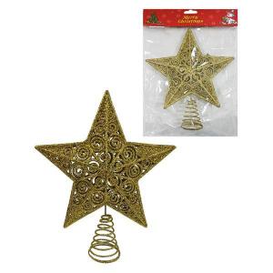 Enfeite Natal Ponteira Estrela com Glitter Ouro 22Cm - Centro Oeste