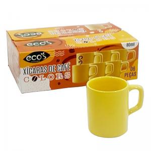 Jogo Xicara para Café Amarelo Cx.c/6 Peças 80Ml - Sakes