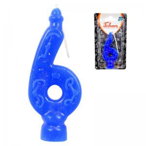 Vela Aniversário Glitter Azul Número 6 Festança