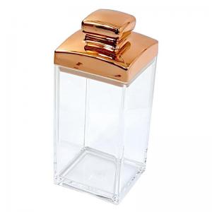 Porta Condimento Hermético Acrílico 850Ml Tampa Dourada