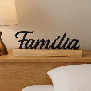 Placa Decorativa Madeira Familia C/Base 8X20Cm