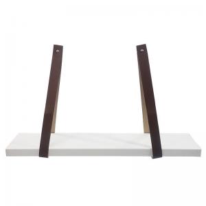 Prateleira Decorativa Branca Alça Couro Sintético 59Cm