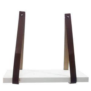 Prateleira Decorativa Branca Alça Couro Sintético 40X15Cm