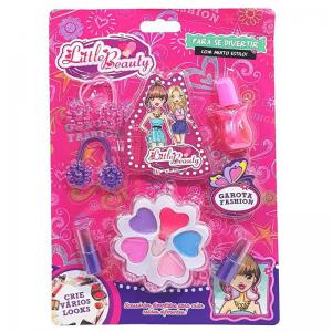 Kit Estojo Maquiagem Infantil Flor com 6 Acessórios - Impex