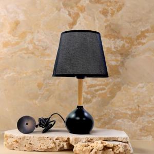 Abajur Cerâmica Preto Decorativo 36Cm Bivolt