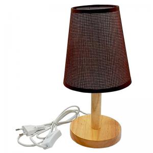 Abajur Pvc Preto Base Madeira 30Cm Bivolt