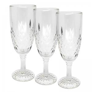 Jogo Taça Vidro para Água Linha Safira Decorado Transparente C/3 Pcs 189Ml - Inga