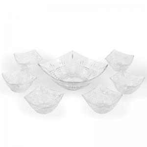 Conjunto para Sobremesa Vidro Linha Square Trabalhado com 7 Peças - Inga