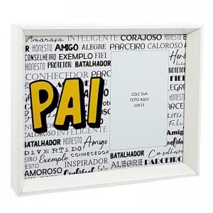 Porta Retrato Madeira 10X15 Horizontal Branco com Frase Pai - Artframe