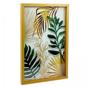 Quadro Decorativo Madeira com Vidro 3D Plantas 42X27Cm - Artframe