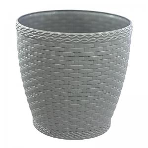 Vaso Plástico Redondo Rattan Cinza Grande  - Injeplastec
