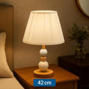 Abajur Pvc Decorativo com Base de Madeira Branca 42Cm Bivolt - Imporiente