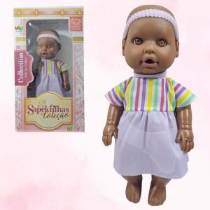 Boneca Bebe Coleção Sapequinhas Negra 35Cm - Milk