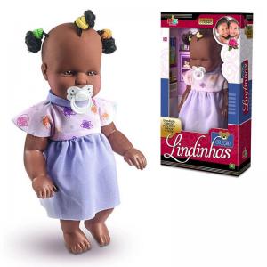 Boneca Bebe Coleção Lindinhas Negra 35Cm - Milk