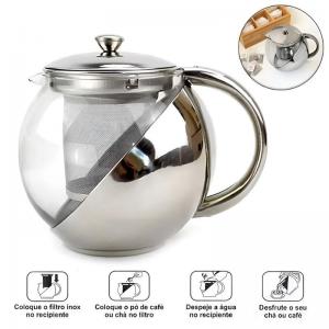 Chaleira de Vidro e Inox com Infusor 800Ml Kehome