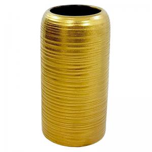 Vaso Ceramica Decor Espressione Dourado 26X12Cm - Mabruk