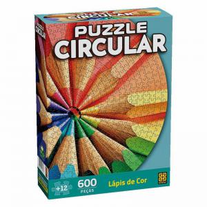 Quebra Cabeça Puzzle Redondo Linha Britto Lapis de Cor com 600 Peças - Grow