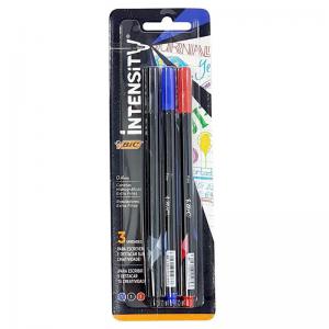 Caneta Hidrografica Bic Intensity Ponta Porosa Extra Fina 0.4Mm Sortidas com 3 Az/Pt/Vm - Bic