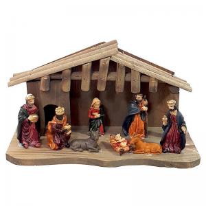 Presepio Resina com Base Madeira 15X25X9Cm - Rio Master