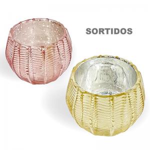 Castical de Vidro Baulado Listrado Sortidos 7,5Cm - Fartex
